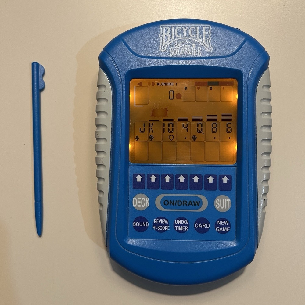 Bicycle Ultimate Solitaire Electronic Handheld Game Blue Stylus Tested Working